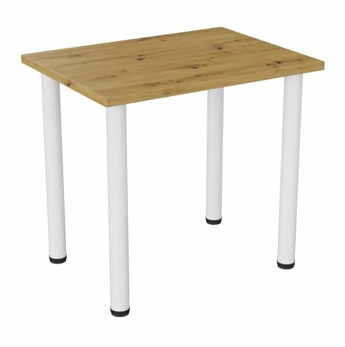 PLATAN ROOM Esszimmertisch Boston 80 x 60 cm, 100 x 60 cm Esstisch, Küchentisch, Bürotisch, Schreibtisch Kleiner Tisch Computertisch Eiche Artisan, Weiß (Artisan mit weißen Beinen, 80 x 60 cm)
