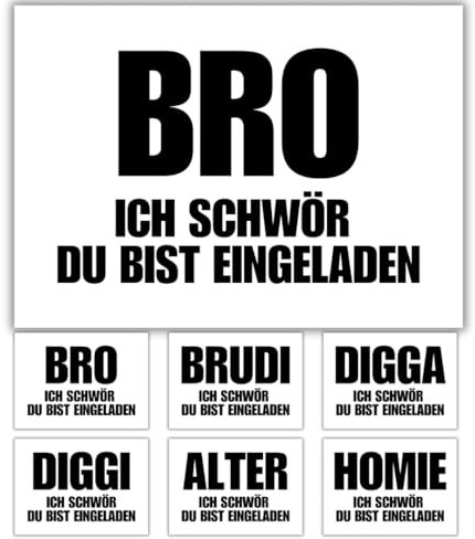 celebr8te 12x lässige Geburtstagseinladungen - BRO SCHWÖR du bist eingeladen! Einladungskarten für Kindergeburtstag Jungen - Teenager Party Einladungskarten BIG MIX PACK