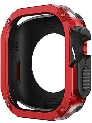 KDEGK Funda 2 en 1 para Apple Watch Series 8/7/SE/6/5/4 Ultra 41mm 45mm 40mm 44mm 49mm TPU PC Protector a prueba de golpes para iwatch(Red,Ultra 49mm)