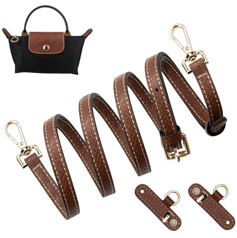 SOPROM Schultergurt für Longchamp Mini, Schulterriemen Gurt Strap für Long Champ Le Pliage Bag(Breite: 11 mm, Farbe: Braun&Gold)
