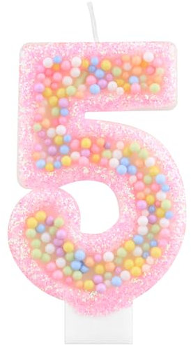 Macaron 5 Birthday Candles for Girls, Rainbow Pastel Macaron Number 5 Candle for Cake, Colorful Cake Topper 5th Birthday Decorations Girl, Sweet Themed Birthday Wedding Party Decoration