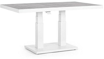 Bizzotto Truman Gartentisch weiß 140 x 85 x 49-72 h cm, Platte aus Keramik und Gestell aus Aluminium