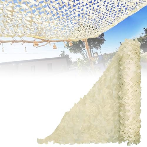 LHKveritas Tarnnetz beige 3x4m(10 * 13ft) Sonnenschutz Verschiedene Größen und Farben Tarnnetz Sichtschutz für Garten Freizeit Camping Party Bar Jagd Deko