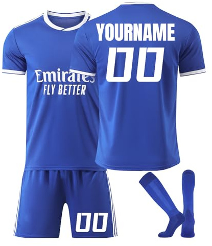 24/25 Home/Away Jersey Kit Set with Shorts and Socks - Football Strips for Kids and Adults - Personalized DIY with Name Number - Birthday Gifts for Boys UK