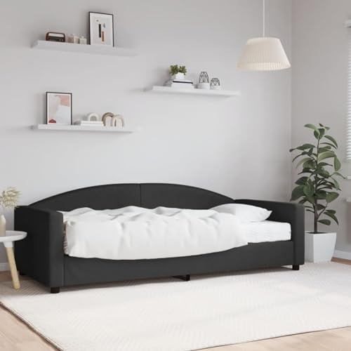 Snsowed Tagesbett mit Matratze Schwarz 90x200 cm Stoff, Schlafsofa, Daybed, Bettsofa, Sofa Bed, Sofabett, Schlafcouch, Jugendbett, Bettgestell, Bettcouch - 3197172