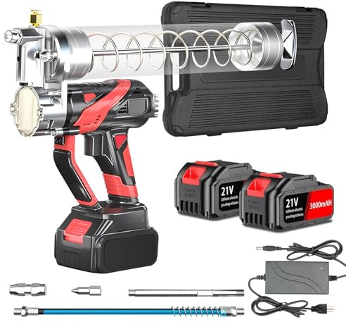GOYERRNES Electric Grease Gun 21V T8-VT Cordless Battery Grease Gun 650W with 2PCS 3000mAH Rechargeable Battery 15000 PSI Pressure Exceptional Power Grease Gun