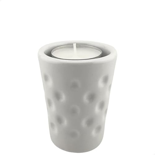 Mini Dubbeglas Teelichthalter - Höhe: ca. 7,4 cm, Pfalz Geschenkideen aus Keramik, Pfälzer Deko mit Dubbe, Weiß glasiert, Dubbelicht, Dekoration für Wohnzimmer, Tisch