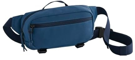 Bagbase Ramble Gürteltasche – Stahlblau, recyceltes Polyester, Reise-Gürteltasche mit Haupt- und Fronttaschen mit Reißverschluss, interner Schlüsselhaken, Kompressionsriemen und verstellbarem Gurtband