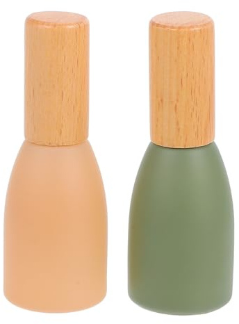MAGICLULU Lot de 2 Flacons Roll-on 10ml à Bouchon en Hêtre, Applicateur de Parfum à Bille, Flacons Rechargeables pour Huiles Essentielles, Format Voyage, Distributeur Portable