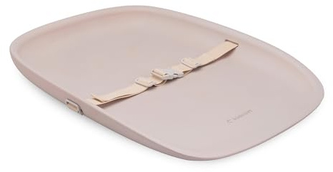 Kidnort Rengjore Wickelauflage Wickelunterlage abwaschbar mit erhöhten Seiten und verstellbarem Gurt rutschfester Unterseite für Wickeltisch Wickelkommode Wickelaufsatz für Babys Nordic Blush