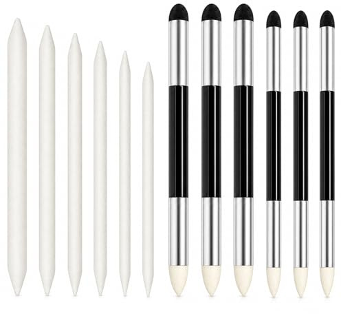 Estompeur Dessin, Double Extrémité Tortillons Estompes Dessin, Lot de 12 | Convient aux Étudiants en Arts Plastiques et aux Débutants en Dessin