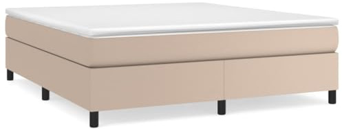 HETFTJN Boxspringbettgestell Cappuccino-Braun 160x200 cm Kunstleder Modernes Design Robustes Gestell mit Stützbeinen & Lattenrost Langlebiges Schlafsofa für Jugendzimmer Gästezimmer & Hauptwohnraum