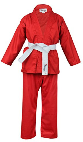 NORMAN Rot Kinder Karate-Anzug Gratis Weißer Gürtel Kinder Karate-Anzug - 120cm