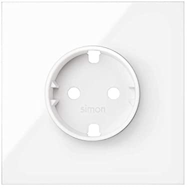 Kit frontal horizontal 1 elemento SIMON 100 con 1 tapa Schuko10020105-130 Blanco Brillante