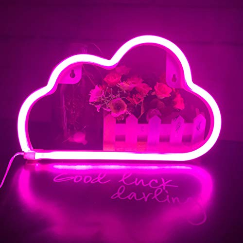 QiaoFei Niedliches Wolken Neonlicht fur Kindergeschenk, LED Wolken Zeichen Dekor Licht, Festzelt Zeichen/Wand Dekoration fur Weihnachten, Geburtstag, Wohnzimmer, Hochzeitsfest (Rosa)
