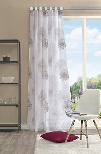 Home fashion FERTIGSCHAL VOILE BEDRUCKT, GRAU, 245 x 140 cm