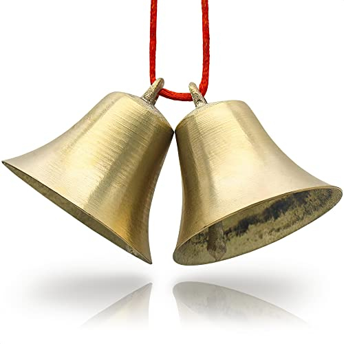 KSI-Vintage-Glocke aus Messing, mit lautem, hellem Klang, für Elefanten, Kühe, Pferde, Schafe, Hunde, Kamele, Basteln, Haus, Garten, Christbaumschmuck, 2 Stück