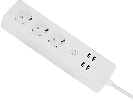 TELLUR SMART Power Strip WiFi, Smartphone-App, Kompatibel mit Alexa und Google Assistant, 3 x Steckdosen, 4 x USB 4A, 2200 W, 1,8m Kabel TLL331031 weiß