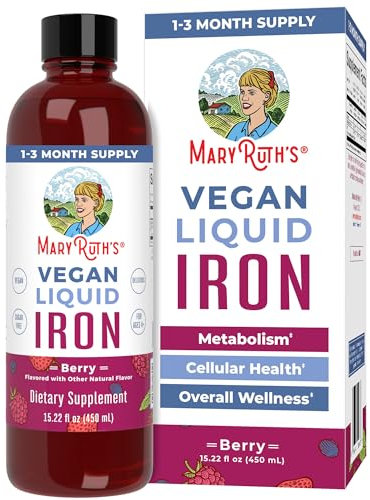 MaryRuth Organics, Liquid Iron, Vegan Liquid Iron, 450ml, Vegetarian, Gluten-Free, Soy-Free, Non-GMO