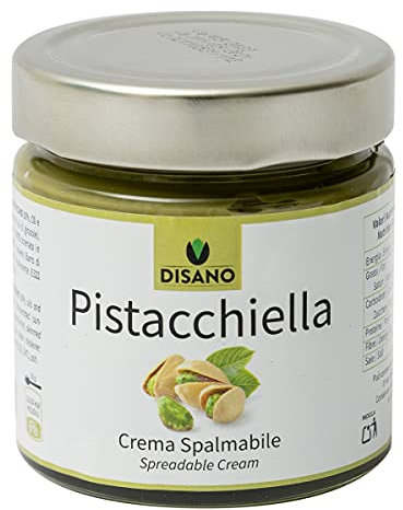 PISTACCHIELLA Crema Spalmabile al Pistacchio 200g Disano. Prodotta in Italia. Vero Pistacchio Naturale. Senza Glutine. No Olio di Palma. Vasetto in Vetro.