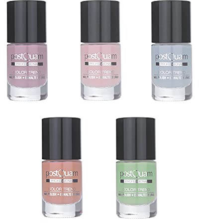 PostQuam Color Trend - Haltbare Nagellacke | Nagellack Set mit 5 Pastellfarben: Blau, Grün, Korallen, Rosa und Lila - Nagellack Schnelltrocknend
