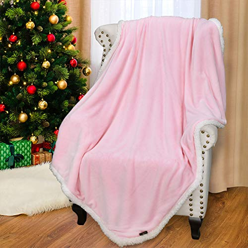 Catalonia Classy Sherpa Blanket, Cuddly Blankets, Extra Thick, Warm Sofa Blanket, Couch Blanket, Double-Sided, Super Fleece Blanket as Sofa Throw or Living Room Blanket, Pink, 150 x 130 cm