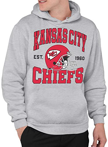 Junk Food Clothing x NFL - Team Helm - Pro Football Erwachsene Pullover Kapuzen-Fleece Sweatshirt für Damen und Herren - Grau