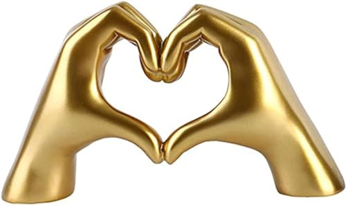 HaMoSena Handgeste, Statuen, Herzform, Fingerstatuen, goldfarben, Heimdekoration, moderner Stil, dekorative Ornamente für Wohnzimmer, Schlafzimmer, Büro, Schreibtisch, Schränke