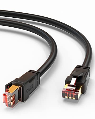 MutecPower 10m CAT 8 Cavo Ethernet Esterno Impermeabile Ad Alta Velocità 40 Gbps 2000 MHz POE Gigabit Direct Burial Patch Cavo di Rete S/FTP RJ45 Cavo LAN in Rame - Ideale per PC, Router, Modem, TV