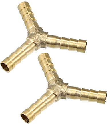 X AUTOHAUX Raccord Cannelé 6mm Y 3 Voies 2pcs pour Tuyau Tube Laiton | Dimension 38X44X6Mm, Pour Air, Eau, Carburant, Huile, Gaz, Collier De Serrage Non Inclus