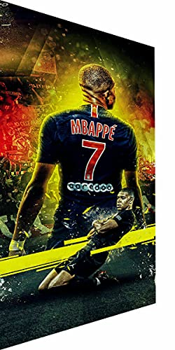 Magic Canvas Art - Bilder Kylian Mbappé Sport Fußball Leinwandbild 1- teilig Hochwertiger Kunstdruck modern Wandbilder Wanddekoration Design Wand Bild – P5291, Größe: 160 x 120 cm