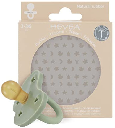 Hevea Tétine en caoutchouc naturel/vert mousse/ronde/couronne (à partir de 3 mois)