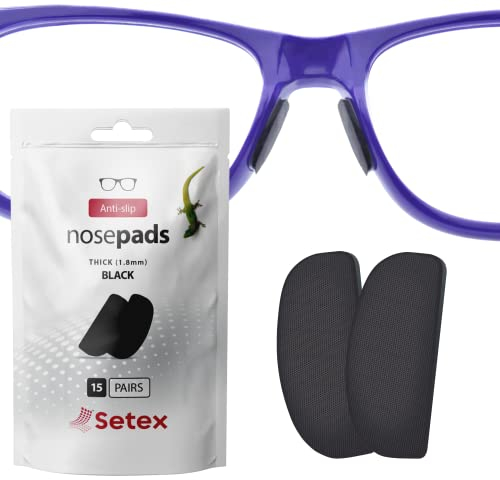 Setex Gecko Grip 1,8 mm dicke rutschfeste Brillen-Nasenpads (Großpackung 15 schwarzes Paar), innovative mikrostrukturierte Fasern