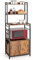 GIANTEX Étagère de Cuisine de Style Industriel, Étagère de Rangement à 5 Niveaux avec Placard à Portes et 3 Crochets, Support pour Micro-Ondes avec Pieds Réglables, Rangement pour Épices et Ustensiles