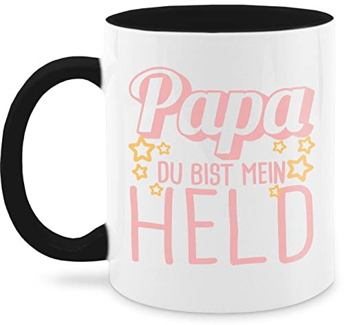 Tasse Tassen 325ml - Geschenk zum Vatertag - Papa du bist mein Held - rosa - 325 ml - Schwarz - besten geschenke für dzien ojca von kindern dad maennertag herrentag vatertagstasse vater