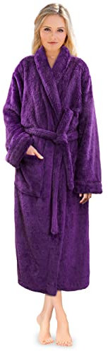 PAVILIA Accappatoio da donna in pile sherpa morbido e caldo, Viola, 2X-3X