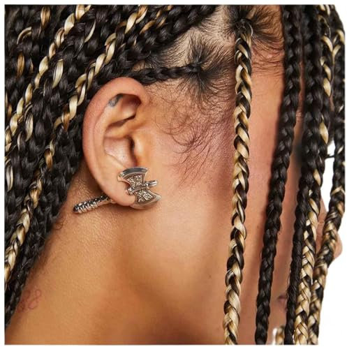 Dervivea Boho Axe Ear Jacket Earrings Exaggerated Hatchet Stud Earrings Punk Gold Axe Earrings Scary Funny Axe Stud Earrings Funny Halloween Earrings Jewelry for Women and Girls