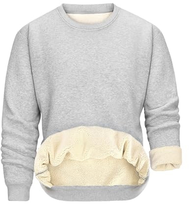 PASUDA Felpa Uomo Senza Cappuccio Felpe in Pile Uomo Classic Girocollo Caldo Sweatshirt in Manica Lunga Tinta Unita Casual Sportivo Pullover Top Sweater Invernale