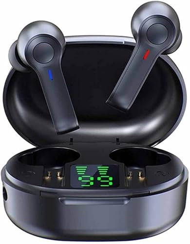 LEONYS Auricolare Bluetooth Stereo Basso 4D Cuffie Auricolari Wireless Impermeabili Cuffie con Microfono Auricolari Bluetooth 5.0 TWS (Color : Black)