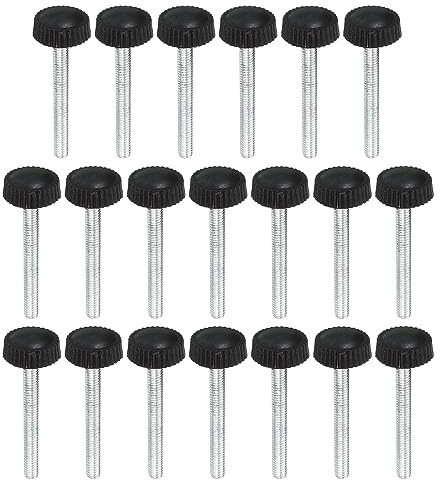 PATIKIL M4x35mm Lampenhalterung Decke 20 Packung Außengewinde Rund Klemmen Schrauben Knöpfe Hand Griffbolzen Montage Verschlüsse für Beleuchtung Möbel Hardware Schwarz