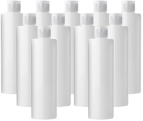 LusDoly 24 pièces 250ml Blanc Vide Bouteille Plastique Bouteille avec Bouchon à Charnière Blanc de Lotion pour Lotion De Cosmétique Lotion Le shampooing