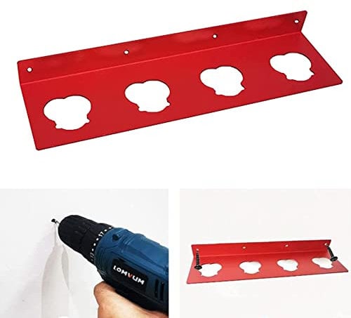 Battery Holder Compatible for Milwaukee M12, Battery Holder Battery Storage Holder High Strength Metal Wall Mount Rack With 4 Slots Perfect Organizers for Batteries Or Tools