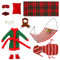 10 Stück Weihnachten Elf Puppe Kostüm Zubehör, Puppen Zubehör Weihnachtselfen Elf Hängematte, Schlafsack, Schürze, Schal, Brille, Augenmaske, Kopfkissen, Schuhe, Bademantel, Kleidung Kleider für Elf