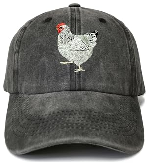 Shenbors Bestickte Baseballmützen Trucker Hüte für Männer und Frauen, Rotes und weißes Huhn oder Henne (gewaschen schwarz), Einheitsgr��e
