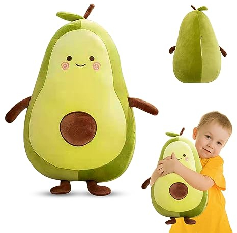 DASIAUTOEM Avocado Plüschtier, 35cm Weiche Kuscheltier Avocado Kissen, Geschenk für Kinder, Gefüllte PlüschKissen Spielzeug, Sofa-Rückenkissen, Kuschelkissen für Auto, Sofa, Schlafzimmer Wohnzimmer