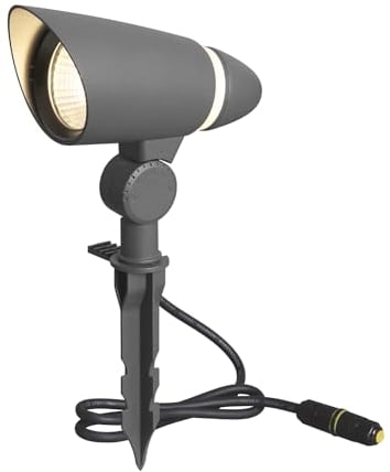 DAWALIGHT Gartenbeleuchtung LED Außen 10W Gartenstrahler mit Erdspieß IP65 Wasserdicht Gartenleuchte Warmweiß 3000K 800LM Gartenlampen für Draußen Rasen Baum Wege, Aluminium, Dunkelgrau