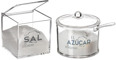 Juego de salero y azucarero de cocina original acrilico diseño frase La sal del cocinero (Original)