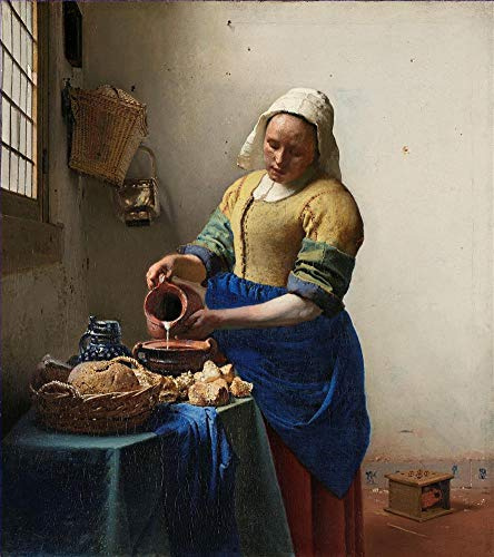 Ölgemälde handgefertigt €50-€2000 von Hochschullehrern, Johannes Vermeer „Die Milchmagd“, barocke niederländische klassische Wanddekoration, Kunst auf Leinwand, berühmte Gemälde -3