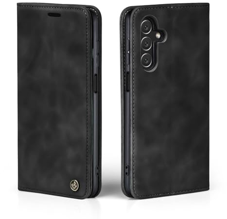 LBH Handyhülle für Samsung Galaxy A05s in Schwarz mit Karten- und Geldfach Smartphone Hülle mit Standfunktion Flip Case Schutzhülle Magnetverschluss Vintage