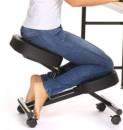 LUNICASHA Silla ergonómica para rodilla, taburete ajustable, silla ortopédica para rodillas, taburete para el hogar y la oficina, con ruedas de freno